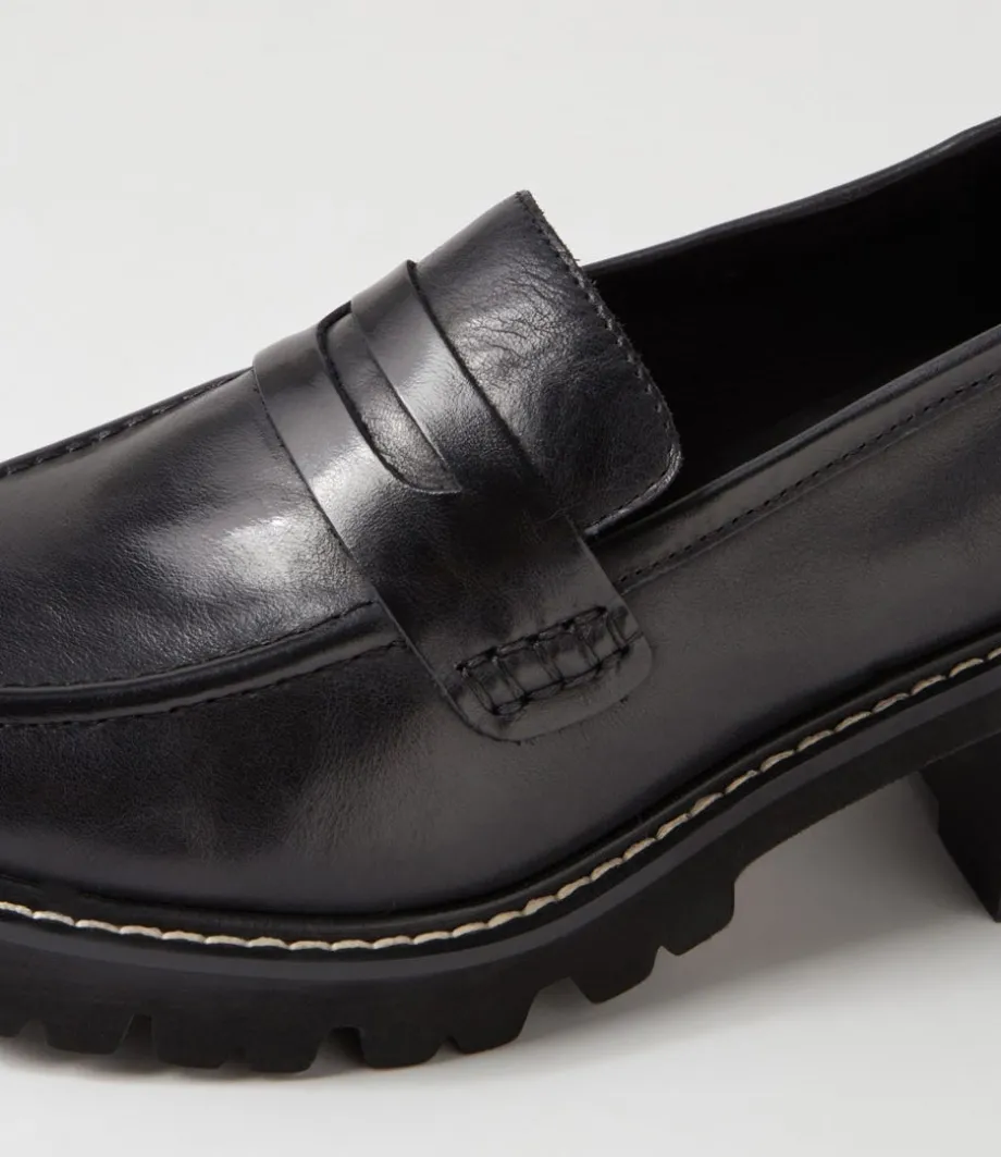 Jinnah Black Leather Heels