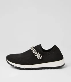 Jolo Black Silver Trim Fabric Sneakers