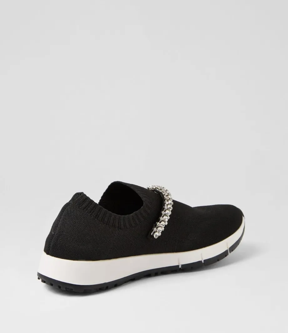 Jolo Black Silver Trim Fabric Sneakers