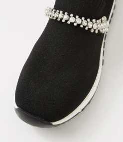 Jolo Black Silver Trim Fabric Sneakers