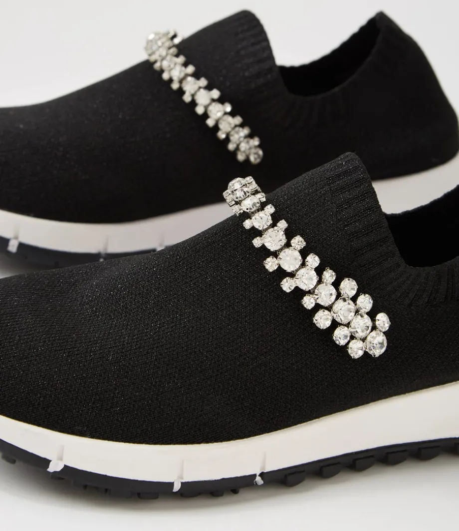 Jolo Black Silver Trim Fabric Sneakers