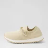 Jolo Sand Gold Trim Fabric Sneakers