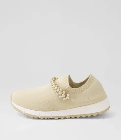 Jolo Sand Gold Trim Fabric Sneakers