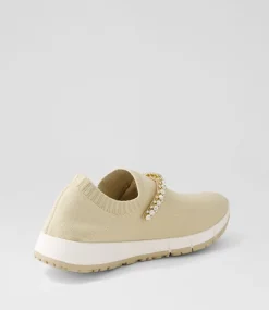 Jolo Sand Gold Trim Fabric Sneakers