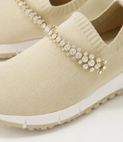 Jolo Sand Gold Trim Fabric Sneakers