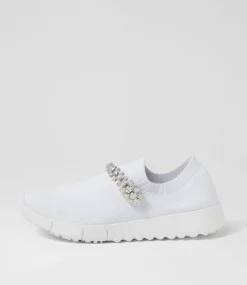 Jolo White Silver Trim Fabric Sneakers