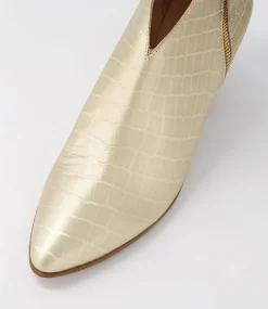 Josky Gold Croc Leather Ankle Boots