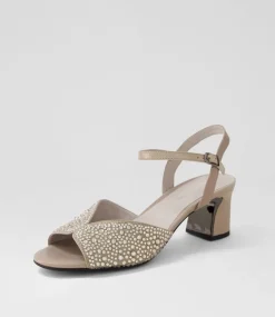 Juba Light Pewter Shimmer Leather Jewels Sandals