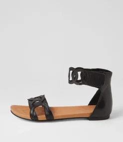 Jubu Black Leather Sandals