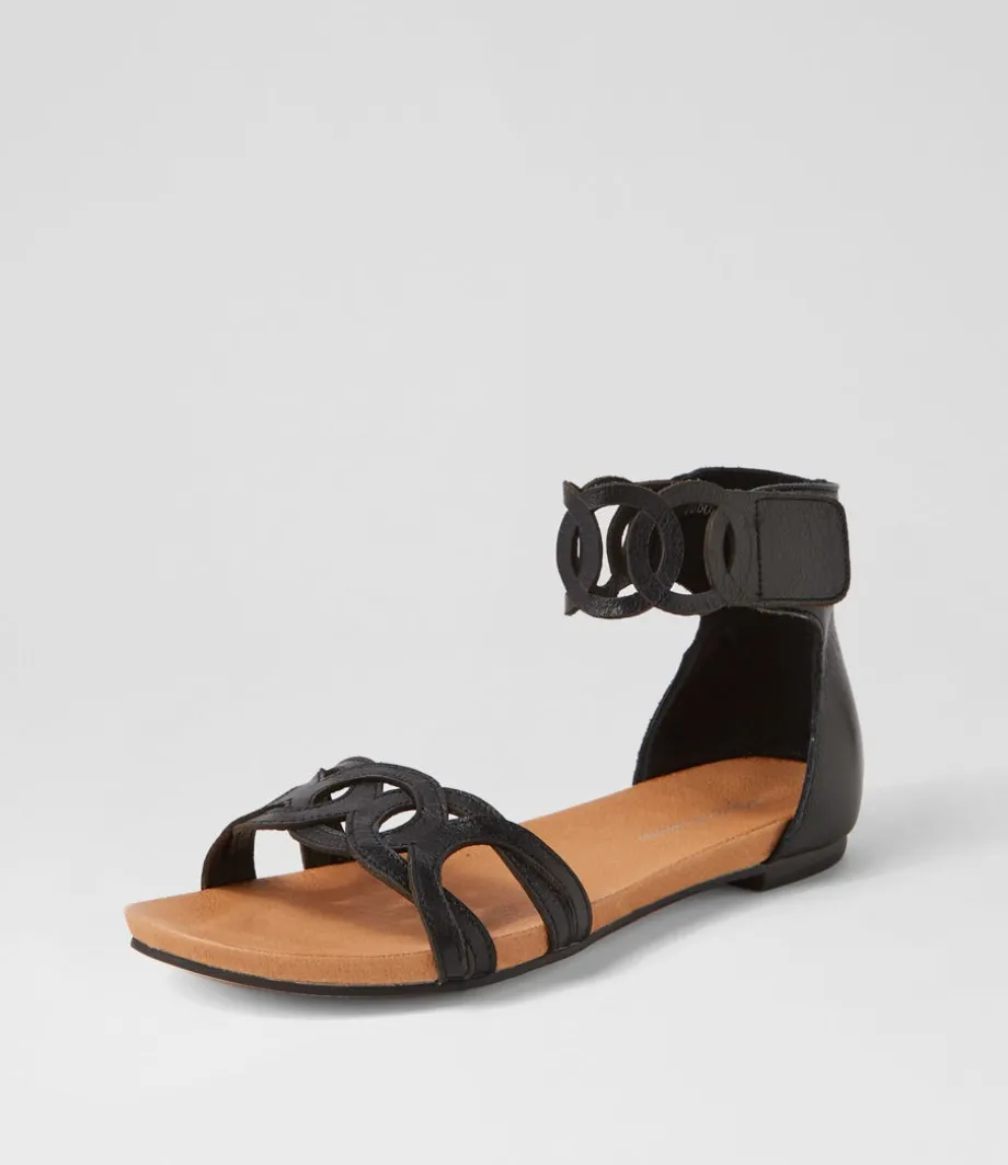 Jubu Black Leather Sandals