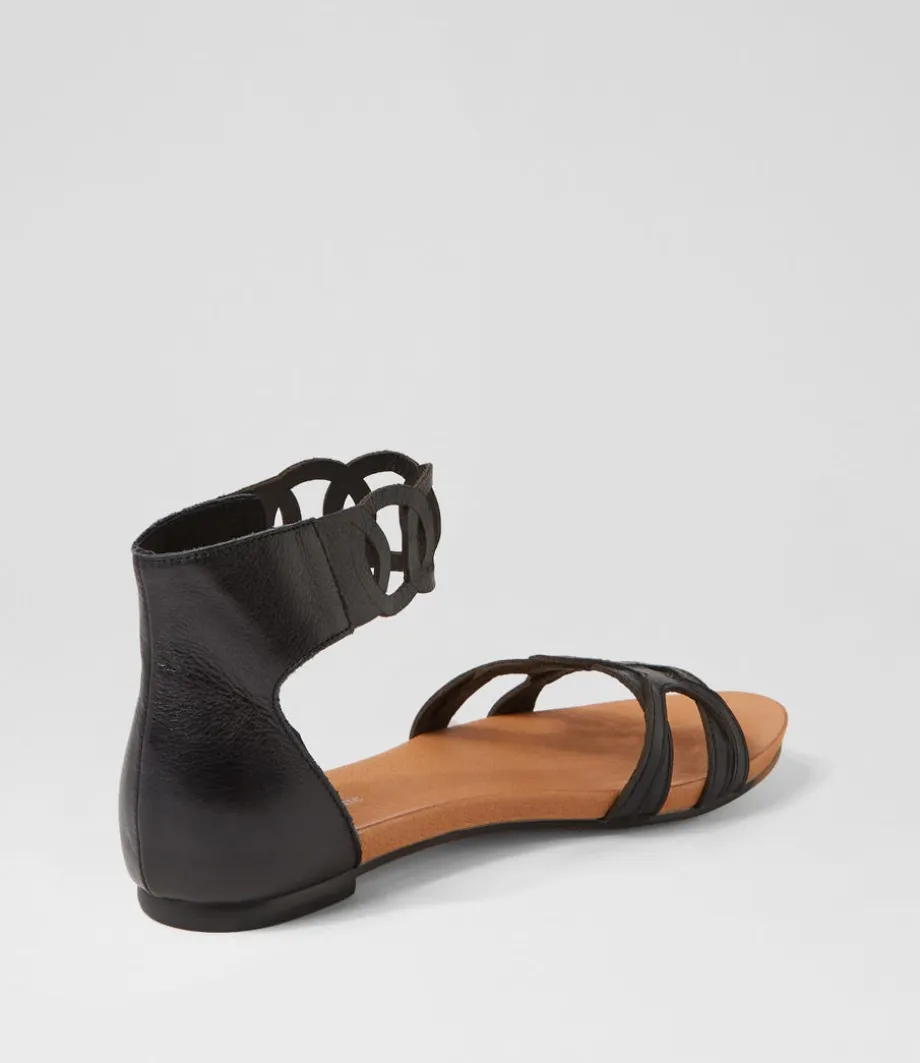 Jubu Black Leather Sandals