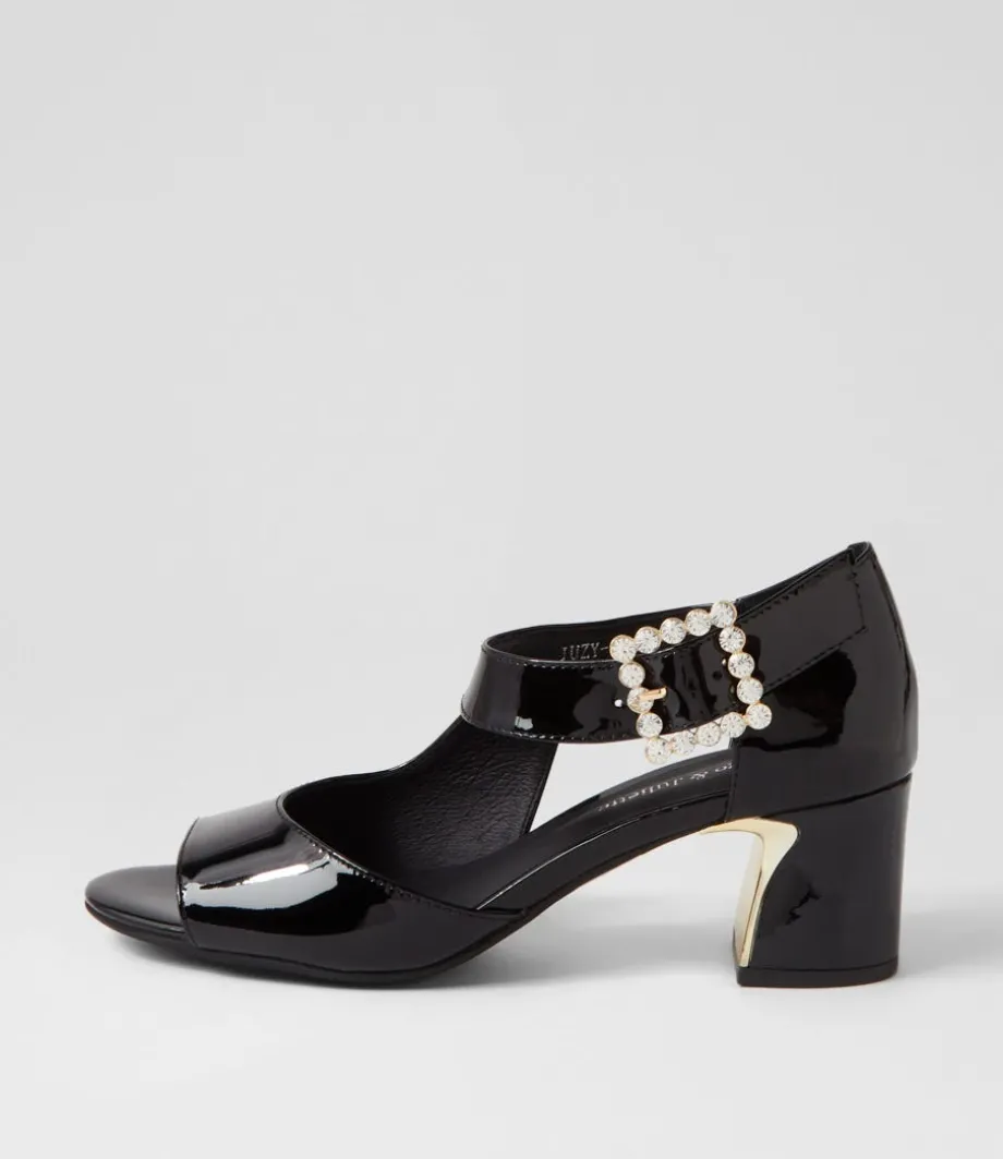 Juzy Black Patent Leather Sandals