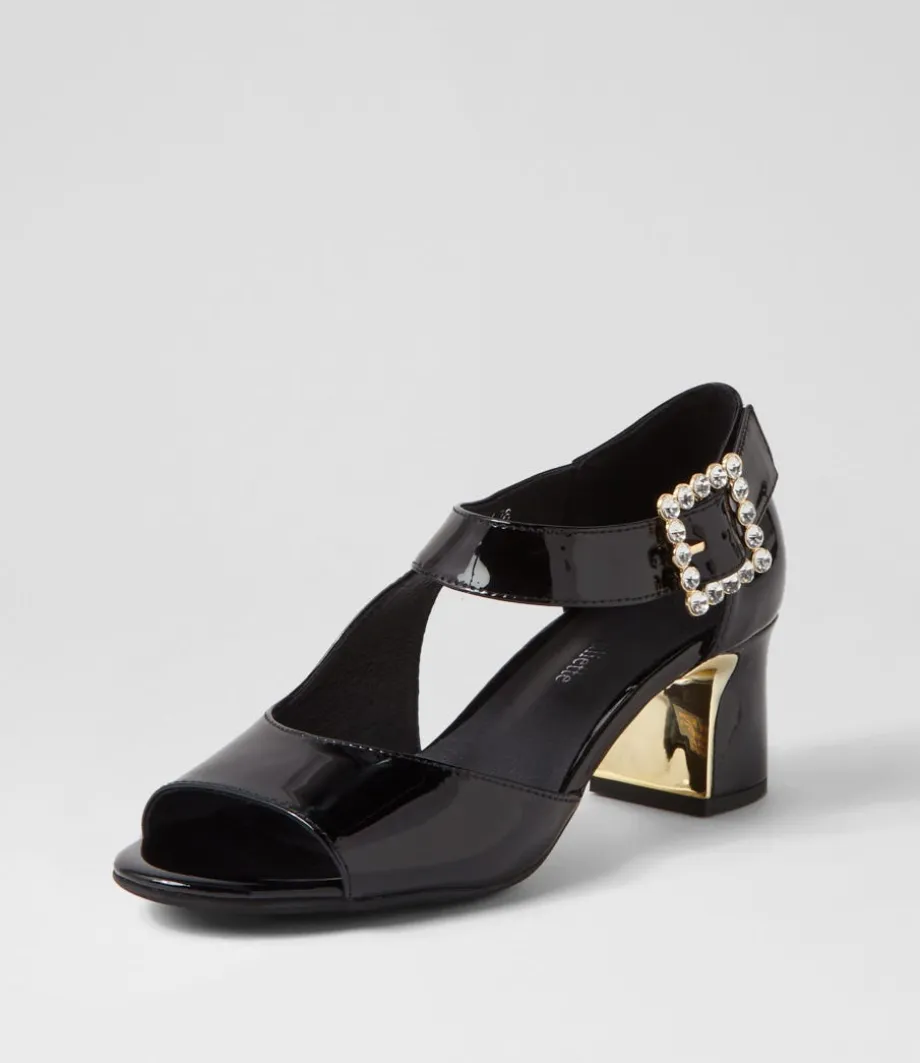 Juzy Black Patent Leather Sandals