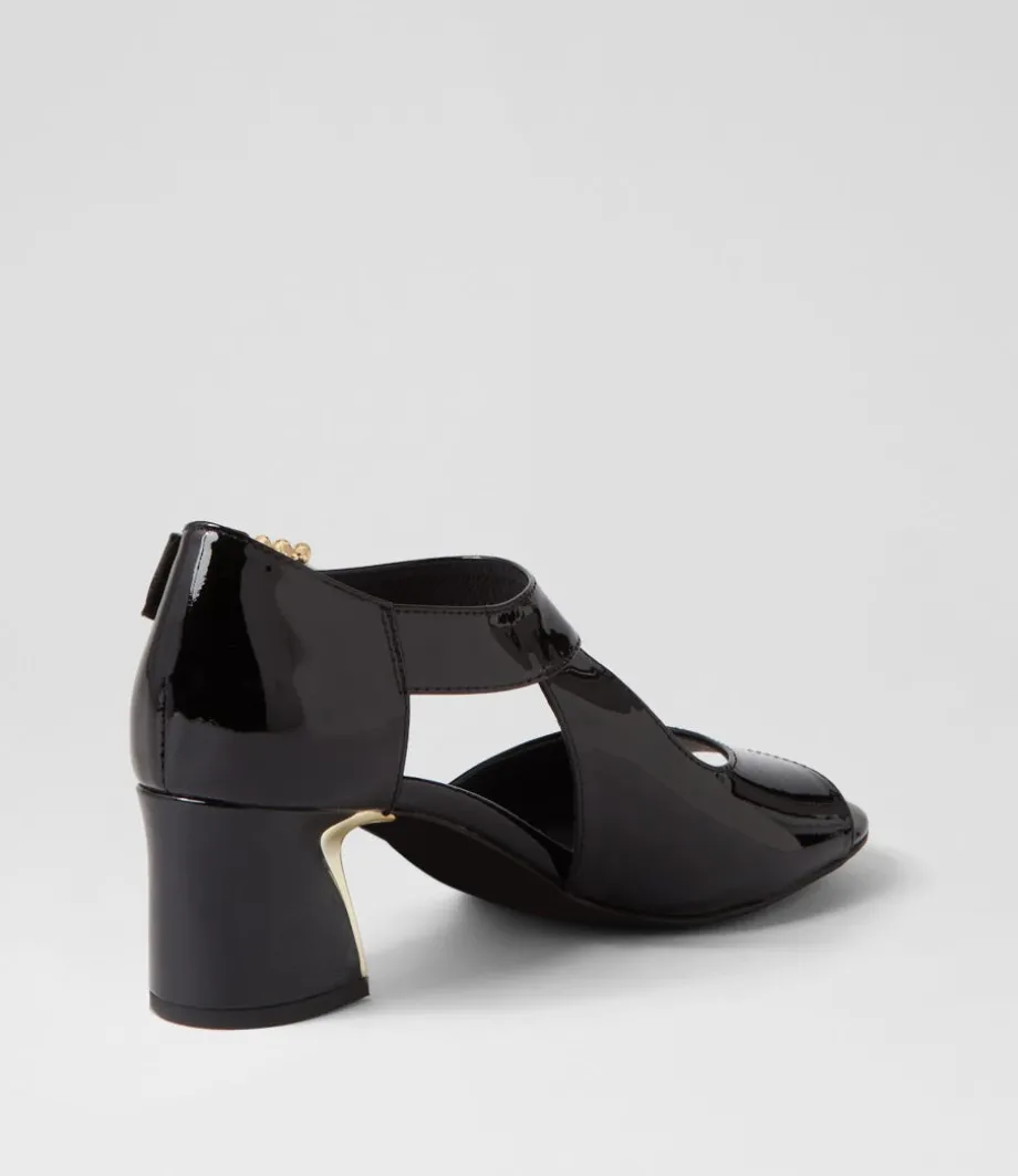 Juzy Black Patent Leather Sandals