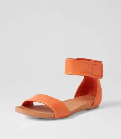 Juzz Bright Orange Leather Sandals