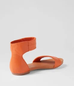 Juzz Bright Orange Leather Sandals
