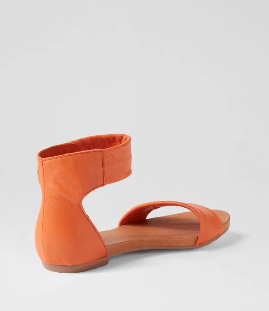 Juzz Bright Orange Leather Sandals