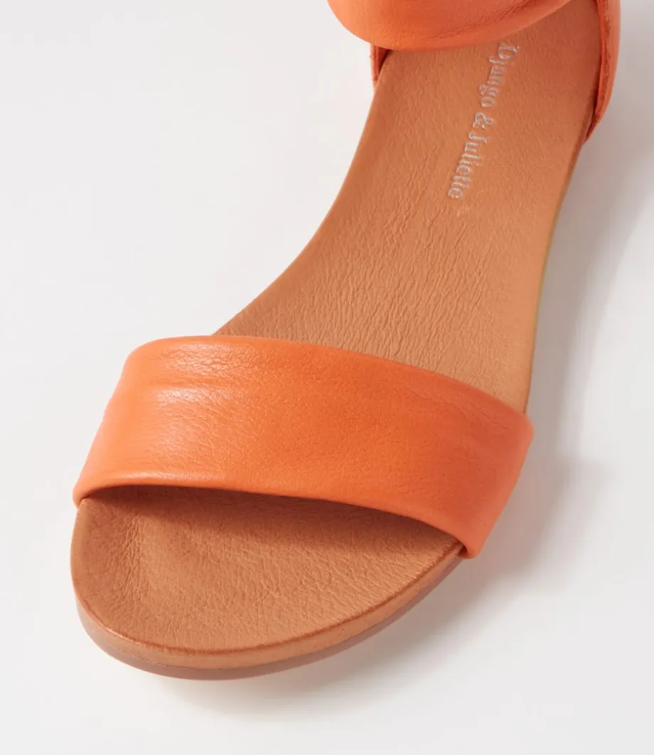 Juzz Bright Orange Leather Sandals