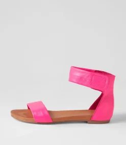 Juzz Hot Pink Leather Sandals