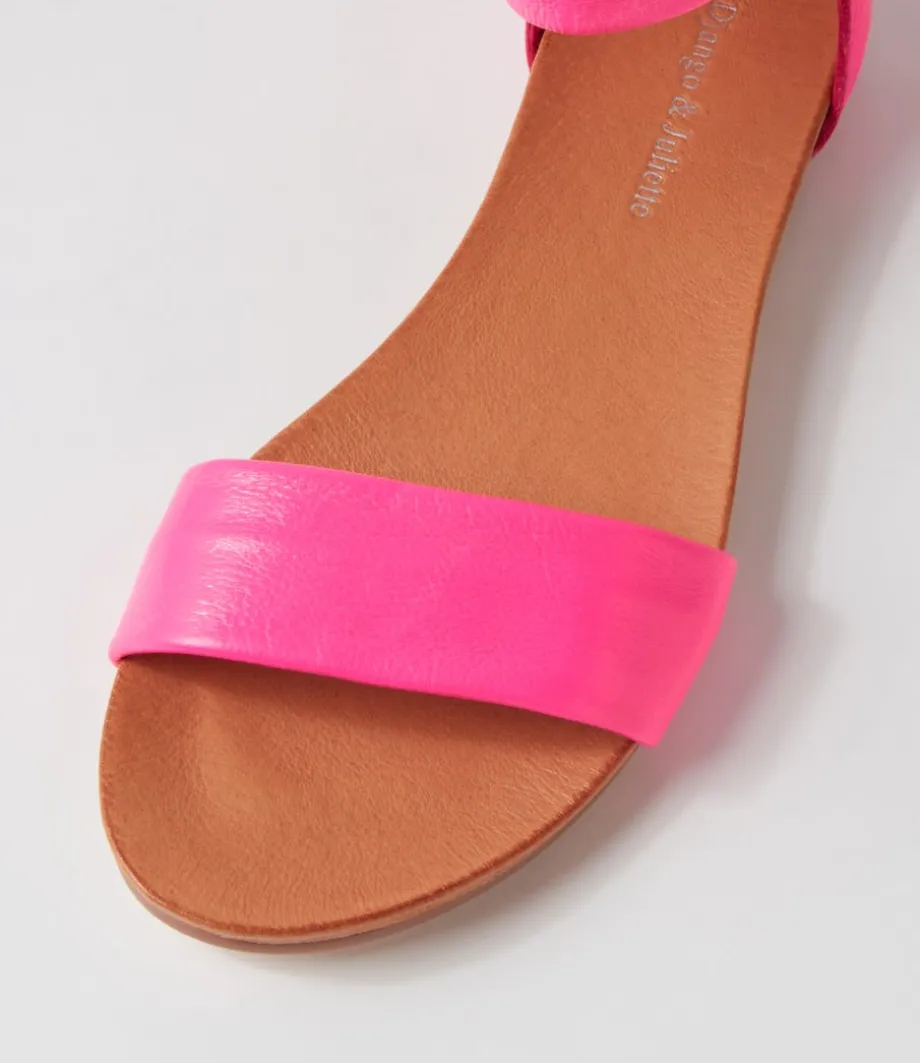 Juzz Hot Pink Leather Sandals