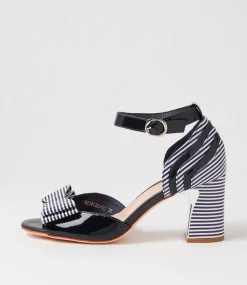 Kadmiel Navy Stripe Patent Leather Sandals