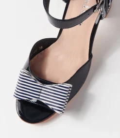 Kadmiel Navy Stripe Patent Leather Sandals