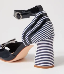 Kadmiel Navy Stripe Patent Leather Sandals