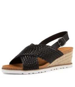 Kaeme W Black Weave Leather Sandals