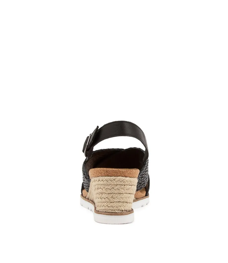 Kaeme W Black Weave Leather Sandals