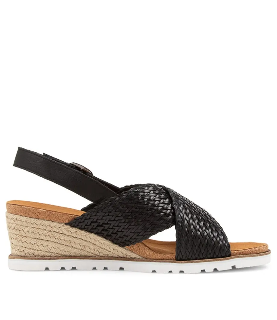 Kaeme W Black Weave Leather Sandals