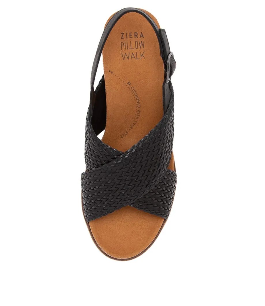 Kaeme W Black Weave Leather Sandals