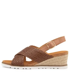 Kaeme W Cognac Weave Leather Sandals