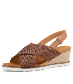 Kaeme W Cognac Weave Leather Sandals