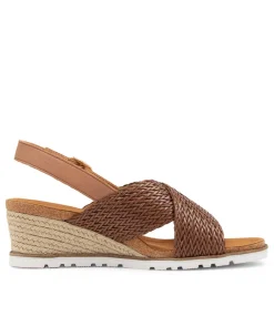 Kaeme W Cognac Weave Leather Sandals