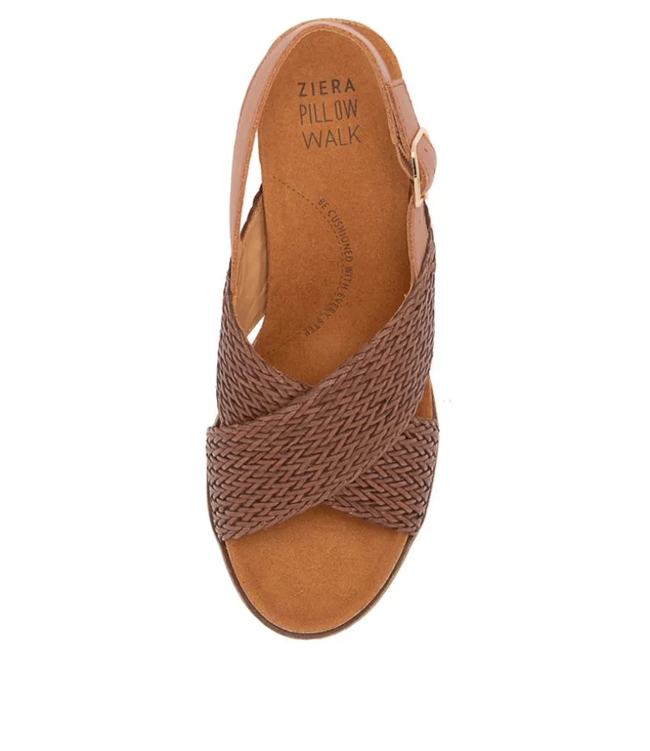Kaeme W Cognac Weave Leather Sandals