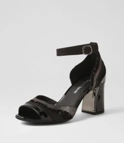 Kage Black Mix Suede Leather Sandals