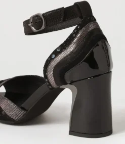 Kage Black Mix Suede Leather Sandals