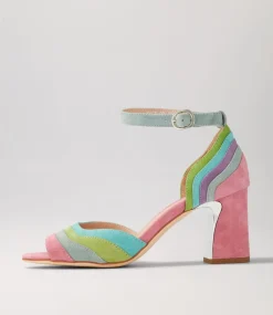 Kage Pastel Multi Suede Sandals