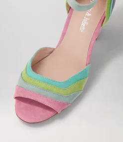 Kage Pastel Multi Suede Sandals