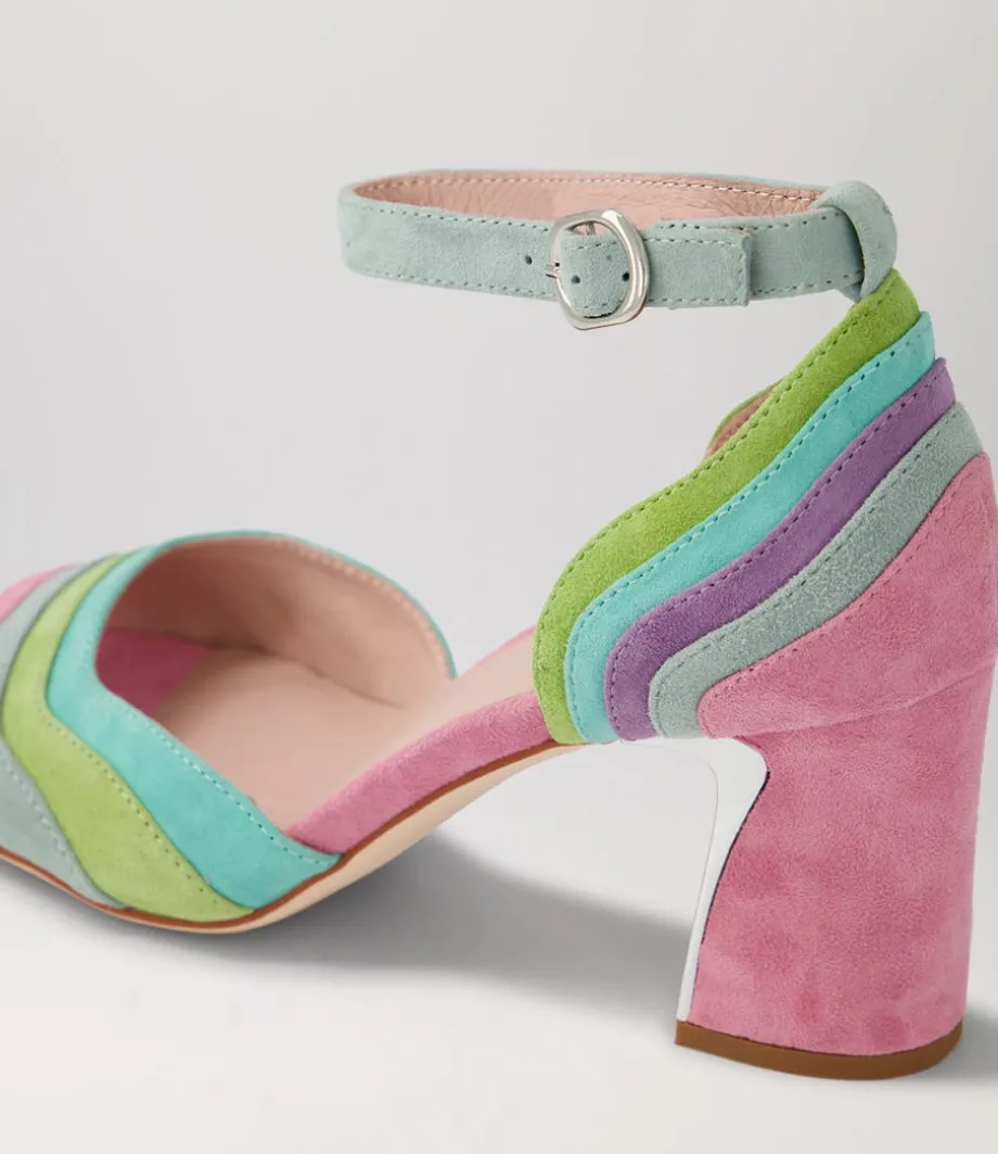 Kage Pastel Multi Suede Sandals