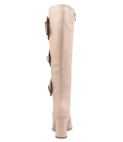Kalen Nude Leather Knee High Boots
