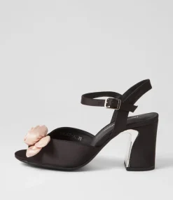 Kalice Black Nude Satin Sandals