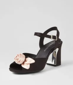 Kalice Black Nude Satin Sandals