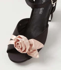 Kalice Black Nude Satin Sandals