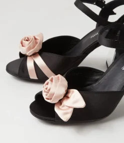 Kalice Black Nude Satin Sandals