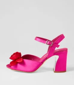 Kalice Hot Pink Red Satin Sandals