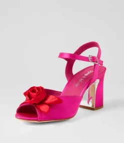Kalice Hot Pink Red Satin Sandals