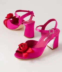 Kalice Hot Pink Red Satin Sandals