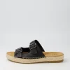 Kapila W Black Leather Espadrilles