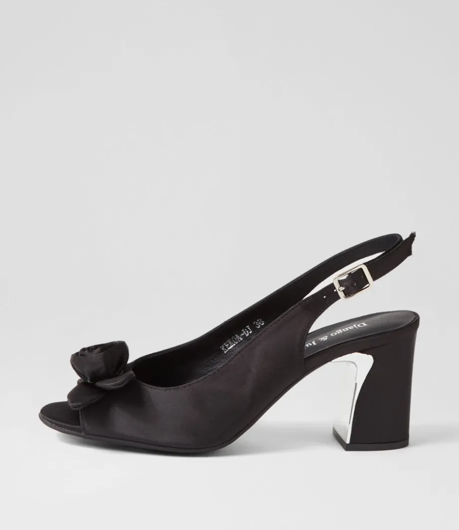 Kekoa Black Satin Sandals